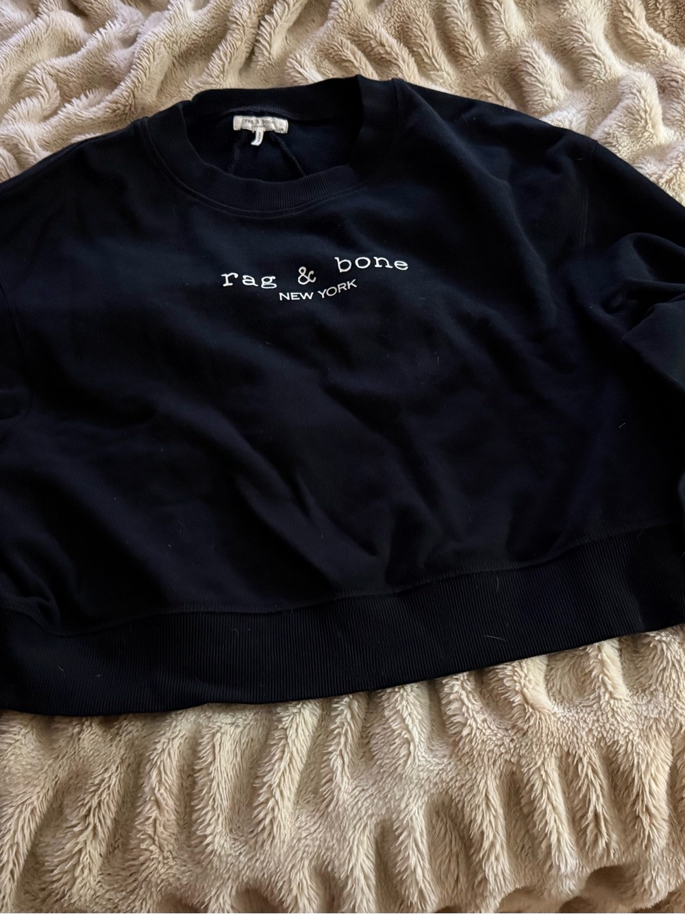 rag & bone Black Crewneck Sweatshirt with White Logo